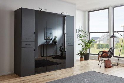 Danzig von Wimex - Kombischrank grafitgrau mit schwarzen Glastüren