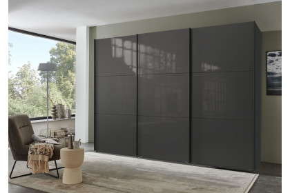 indiana-C von Wimex - Kleiderschrank mit Glastüren grafit/ Glas grey