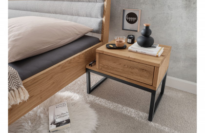 BE-0828 von GK Möbelvertrieb - Nachttisch Wildeiche mit Metallgestell