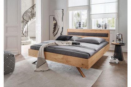 BE-0824 von GK Möbelvertrieb - Massivholzbett mit Polstereinsatz-Kopfteil