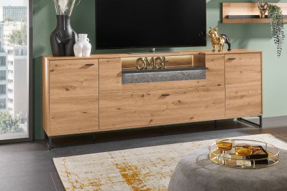 Deltona von set one by Musterring - Lowboard Eiche Artisan mit Glasausschnitt