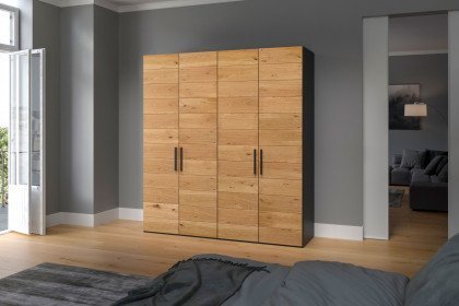 Longline von JUTZLER - Kleiderschrank ca. 200 cm breit schwarz - Wildeiche