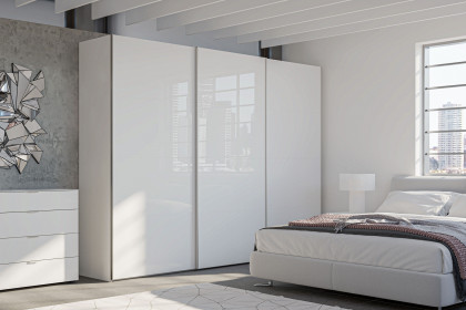 Top Slideline von JUTZLER - Schwebetürenschrank ca. 236 cm hoch Glas weiß