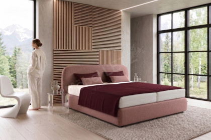 Elva von RUF Betten - Boxspringbett in Komforthöhe 180 rot-braun