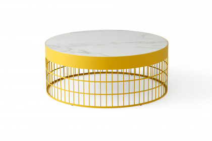 Mesh von Pode - Couchtisch mit Keramik in Glacier white und Gestell in Saffron