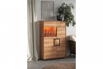 WZ-0625 von GK Möbelvertrieb - Highboard II-L aus Wildeiche mit Hirnholz