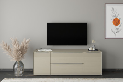 Reno-living von set one by Musterring - Lowboard LB-211 kaschmir/ Griff Edelstahloptik