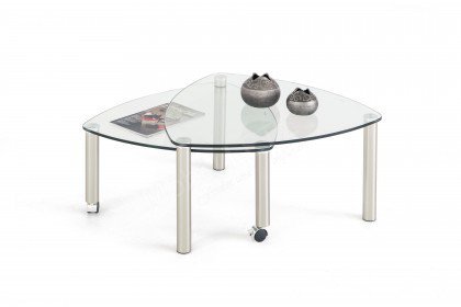 4290 aus der Kollektion Letz - Couchtisch mit Klarglas und Rollen