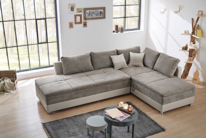 Susanne aus der Kollektion Letz - Ecksofa rechts grau-beige