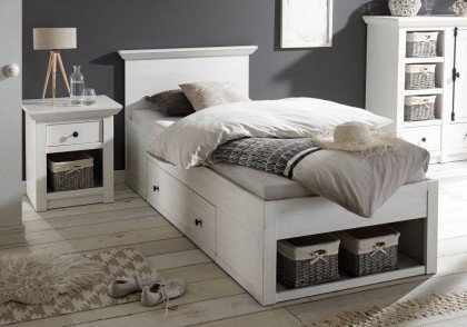 Westerland von Kollektion Letz - Einzelbett weiß mit Schublade