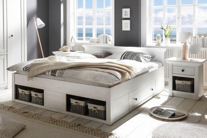 Westerland von Kollektion Letz - Doppelbett weiß mit Schubladen