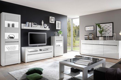 Carat von Kollektion Letz - Wohnwand 7W i2 C8 weiß Hochglanz