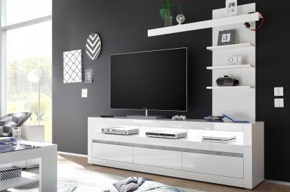 Carat von Kollektion Letz - Wohnwand 7W i2 C3 weiß Hochglanz