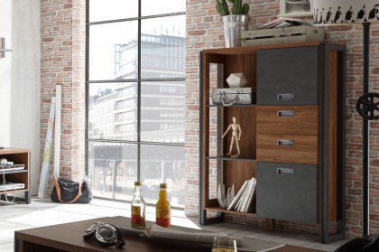 Detroit von Kollektion Letz - Highboard 9OOMDE21 Stirling Oak