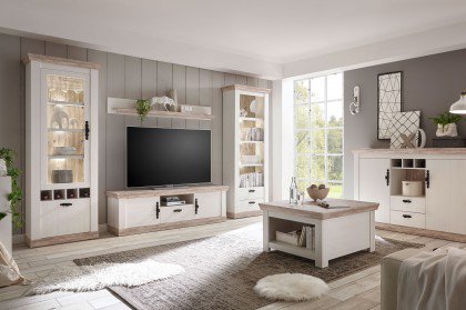 Florenz von Kollektion Letz - Wohnwand 9PPLF8 weiß/ Oslo Pinie