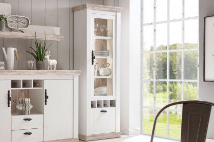 Florenz von Kollektion Letz - Vitrine 9PPLFZ23 Pinie weiß/ braun