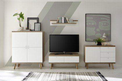 Lena von Kollektion Letz - Wohnwand 8V WM M1 Eiche Riviera/ weiß