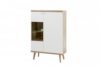 Lena von Kollektion Letz - Vitrine Eiche Riviera/ weiß matt