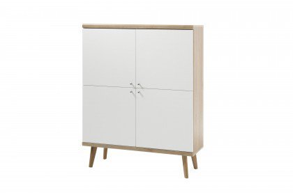 Lena von Kollektion Letz - Highboard Eiche Riviera/ weiß matt
