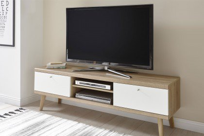 Lena von Kollektion Letz - Lowboard Eiche Riviera/ weiß matt
