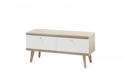 Lena von Kollektion Letz - Lowboard weiß matt/ Eiche Riviera