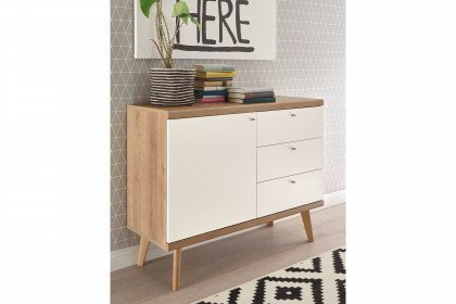Lena von Kollektion Letz - Sideboard weiß matt/ Eiche Riviera