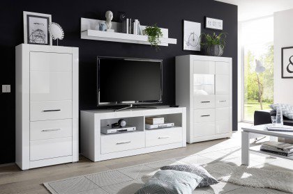 Bianco von Kollektion Letz - Wohnwand 7W iX 33 in Weiß Hochglanz