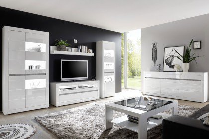 Carat von Kollektion Letz - Wohnwand 7W i2 C2 weiß Hochglanz
