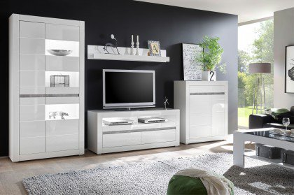 Carat von Kollektion Letz - Wohnwand 7W i2 C5 weiß Hochglanz