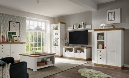 Landhaus von Kollektion Letz - Wohnwand 8P PC H1 in Pinie weiß