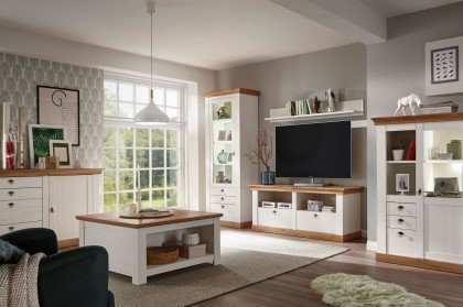Landhaus von Kollektion Letz - Wohnwand 8P PC H2 in Pinie weiß