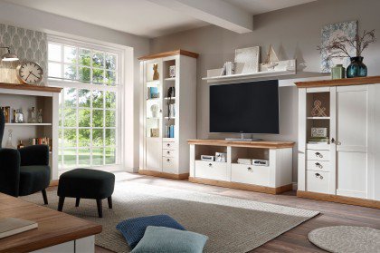 Landhaus von Kollektion Letz - Wohnwand 8P PC H3 in Pinie weiß