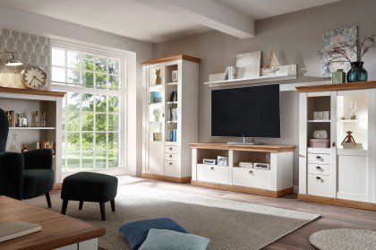 Landhaus von Kollektion Letz - Wohnwand 8P PC H4 in Pinie weiß