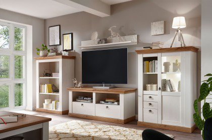 Landhaus von Kollektion Letz - Wohnwand 8P PC H8 in Pinie weiß