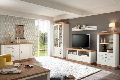 Landhaus von Kollektion Letz - Wohnwand 4tlg. in Pinie weiß