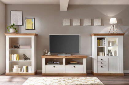 Landhaus von Kollektion Letz - Wohnwand 8P PC H9 in Pinie weiß