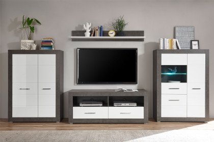 Etero von Kollektion Letz - Wohnwand 88 i8 29 in Weiß Hochglanz