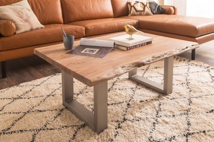 Cartagena von A Better Place - Couchtisch Akazie natur mit Edelstahlgestell