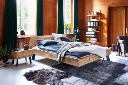 Timber Look aus der Kollektion Letz - Holzbett Eiche bianco 140 x 200 cm