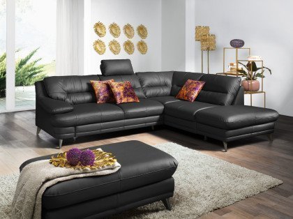 Bologna von COTTA - Ledergarnitur rechts schwarz