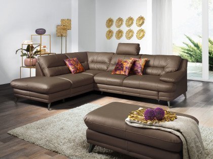 Bologna von COTTA - Ledersofa links cocoa