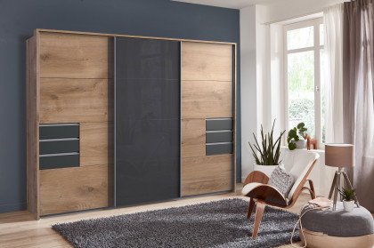 Saigon von Wimex - Schwebetürenschrank mit Glasfront in Grau
