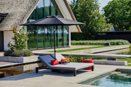 Eva aus der Kollektion Letz - Gartendoppelliege schwarz & Sunbrella® grau