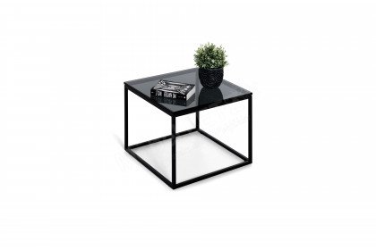 Cube-living aus der Kollektion Letz - Couchtisch mit dunkler Glasplatte und Metallgestell