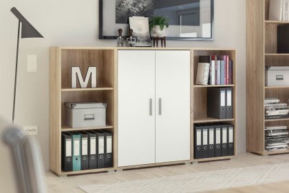 Office Line aus der Kollektion Letz - Highboard Sonoma/ weiß