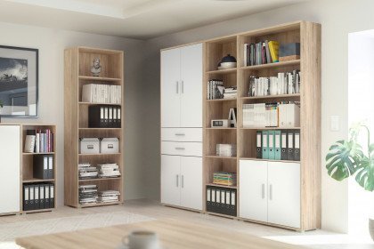 Office Line aus der Kollektion Letz - Office-Schrankwand Sonoma/ weiß