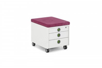 Pro-Teen aus der Kollektion Letz - Rollcontainer weiß mit pinkem Sitzkissen