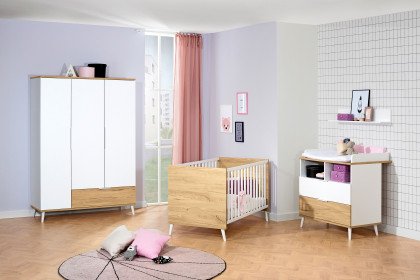 Maly von vito - skandinavisches Babyzimmer-Set weiß - Eiche Montana