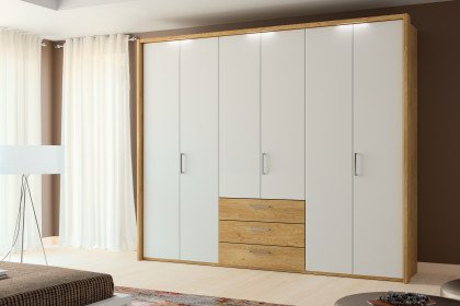 Amado von MONDO - Kleiderschrank mit Schubkästen - Wildeiche weiß