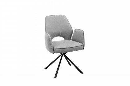 Nele-dining aus der Kollektion Letz - Armlehnenstuhl mit Stoffbezug in Grau